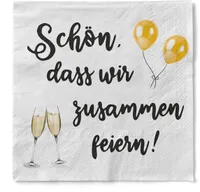 Sovie HORECA Serviette "Schön, dass wir zusammen feiern/Sekt" aus Tissue 33 x 33 cm, 100 Stück