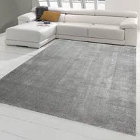 Wohnzimmer Teppich modern Kurzflor mit Uni Design in Anthrazit Größe - 80 x 150 cm