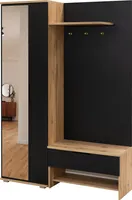 Albello Garderobenschrank Kleiderschrank mit Spiegel Milano Garderobenschrank für Kleidung Garderobe für den Flur Wotan-Eiche Schwarz 140x200x40