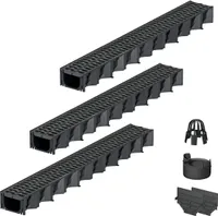 3x1m ACO Hexaline 2.0 Entwässerungsrinne mit Microgrip Stegrost Ablauf vertikal Bodenrinne Terrassenrinne