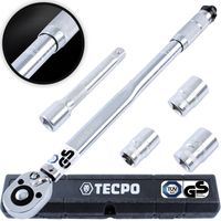 TECPO Drehmomentschlüssel 1/2 Zoll, 40-210 Nm + Stecknüsse 17-19-21 mm