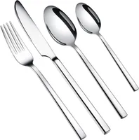 16-teiliges Edelstahl Besteckset | Essbesteck für 4 Personen | Silber | Spülmaschinenfest & Spiegelpoliert