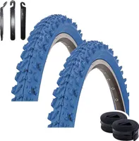 Angebot-Set / 2 x Kenda K-829 26" MTB Fahrradreifen Fahrradmantel in Blau 50-559 (26 x 1.95) + 2 passende Schläuche DV inkl. 3 Reifenheber