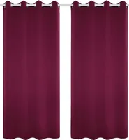 WOLTU 2er Set Gardinen, Blickdicht mit Ösen, Brombeere, 135x225 cm