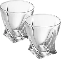 Intirilife 2x Whisky Glas in KRISTALL KLAR 'TWISTED' – Old Fashioned Whiskey Kristallglas Bleifrei im Sculpture Design spülmaschinengeeignet perfekt für Scotch, Bourbon, Whisky uvm.