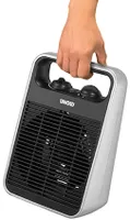 Unold 86106 Heizlüfter Handle - Schwarz/Silber, 1000 Watt, 4 Stufen-Schalter, Ventilatorfunktion, Warmluft, Heißluft, leicht und leise, Tragegriff