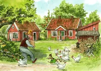 Postkarte "Pettersson und Findus: Pettersson im Garten"