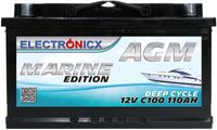 AGM Batterie 110AH Electronicx Marine Edition Boot Schiff Versorgungsbatterie 12V Akku Deep Bootsbatterie Autobatterie Solarbatterie Solar Batterien…