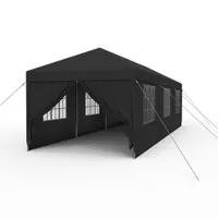 UISEBRT 3x9m Partyzelt Pavillon Wasserdicht Stabil Gartenpavillon Anti-UV mit Seitenteilen und großen Fenstern Gartenzelt Festzelt für Garten Party Anthrazit