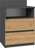 CDF Nachttisch M1 Malwa, Nachtschrank | Farbe: Anthrazit - Eiche Artisan | Ideal für Schlafzimmer, Kinderzimmer, Teenager | Einfache Montage