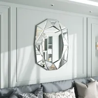 Lustro ścienne WISFOR duży diamentowy wzór, srebrne lustro łazienkoweReplika acyjne lustro ścienne, szklane lustro do łazienki, salonu, przedpokoju 100×72 cm