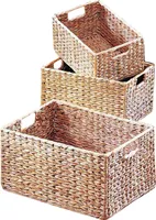 Kobolo Regalkorb Regalbox Ordnugshelfer  Korb eckig - Wasserhyazinthe - 3er Set - Aufbewahrung Ordnungsbox Schrankkorb Schubfach Dekokorb Allzweckkorb