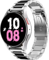 Strap-it Stahlarmband - Kompatibel mit Samsung Galaxy Watch 5 Armband 44mm Ersatzarmband Edelstahl - Faltschließe - Hochwertiges Material - für Smartwatch 20mm Armband Silber / Schwarz