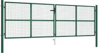 Doppelstabmatten-Doppeltor Stahl 390x125 cm Grün