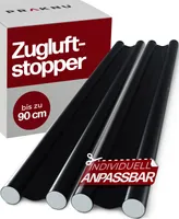 2 Zugluftstopper für Türen bis zu 90cm - Doppelseitiger Schutz - Energiesparend - Zuschneidbar - Leicht zu Reinigen - Schwarz
