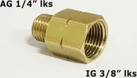 Přechodka IG 3/8" levá x AG 1/4" levá Redukční plynový adaptér mosazný