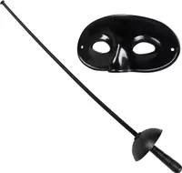 banditen Augenmaske und Schwert schwarz 60 cm