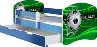 ACMA Jugendbett Kinderbett Junior-Bett Komplett-Set mit Matratze Lattenrost und Rausfallschutz Blau 14 Goal  180x80 + Bettkasten