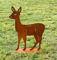 Stehendes REH 80x62cm Edelrost Gartendeko Rost Metall Rostfigur Hirsch Kitz Tier
