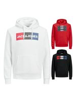 Jack & Jones Herren Kapuzen-Pullover Male Hoodie mit Logo, Farbe:Schwarz, Größe:XXL