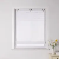 Joyswahl Raffrollo ohne Bohren Voile Küche Raffgardinen Ösenrollo Hakenaufhängung halbtransparent einfarbig Weiß BxH 45x140cm