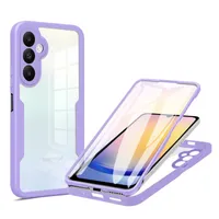 360° Hülle für Samsung A25, 360 Grad Handyhülle mit Integriertem Displayschutz Lila
