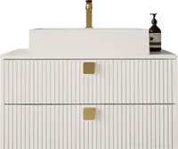 MIRJAN24 Waschbeckenschrank Gariano 01 mit Siphon, Keramik Waschbecken, Griffe aus Metall in der Farbe Gold (Farbe: Weiß)