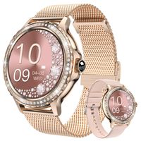 Smartwatch Damen, Smart Watch für iPhone Android Handy, IP68 wasserdichte, mit Herzfrequenz/Schlafüberwachung, Fitness Tracker mit Mehrere Sportmodi, Damen, gold