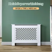 SONNI 112 cm weiß Kreuzgitter Heizkörperverkleidung Heizkörperabdeckung