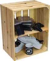 1 x Obstkistenregal Johanna Natur Quer Weinregal Schuhhocker Regalkiste Weinkiste Holzkiste mit Mittelbrett