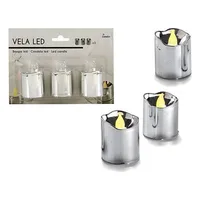 LED sviečka (3 kusy) strieborná
