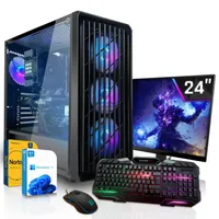 SYSTEMTREFF Gaming Komplett Set - Ryzen 5 4650G - AMD RX Vega - 7Core 4GB - 8GB 3 - 256GB M.2 NVMe +  - 24 Zoll TFT - Windows 11 Pro - Desktop PC