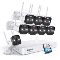 ZOSI 3MP Außen WLAN Überwachungskamera Set mit 1TB Festplatte, Farbnachtsicht,  Personenerkennung, 2 Wege Audio