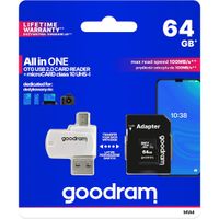 Goodram All in One SD-Karte mit 64 GB Speicher - Mit USB-, Micro-USB- und SD-Adapter - 100 MB/s