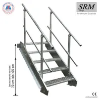 5 Stufen Stahltreppe beidseitig. Geländer Breite 70cm Geschosshöhe 70-105cm