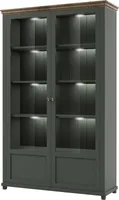 Vitrinenschrank "Evora" Glasvitrine 126cm grün eiche lefkas Landhaus-Stil