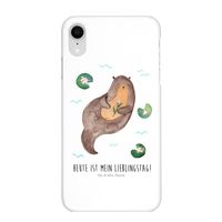 Mr. & Mrs. Panda Iphone XR Handyhülle Otter mit Seerose - Weiß - Geschenk, Seeotter, Premium Kunststoff, Fischotter, Otter Seeotter See Otter