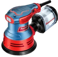 FANZWORK 300W Exzenterschleifer, 6 Geschw. 4000-12000/min, 125 mm, 8 Schleifpapiere, Staubfangbehälter
