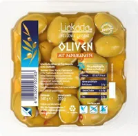 Liakada Grüne Oliven mit Paprikapaste ATG 200g