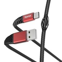 Lade-/Datenkabel 'Extreme', USB-A - USB-C, 1,5 m, Schwarz/Rot