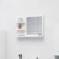 vidaXL Kúpeľňové zrkadlo s vysokým leskom biele 60x10,5x45 cm Drevený materiál
