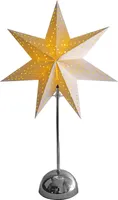 BEST SEASON LED świeczka stojąca gwiazda Cellcandle metal/papier płatkowy 55x35cm timer na baterie chrom/biały