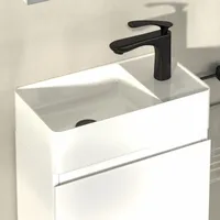 CASAMO Waschbecken eckig, Aufsatzwaschbecken, Eckwaschbecken in elegantem, pflegeleichtem Design für Bad & Gäste-WC (46 x 25 x 12 cm |für rechte Hand)