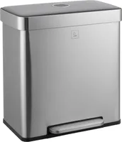 SVITA LT2X30 Mülleimer 60l Treteimer 2 Fächer mit Deckel Silber