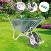 BPA Schubkarre 100l verzinkt, Luftrad, Kunststoffwanne PP grün, Metallfelge mit Kugellager, leicht und stabil, für Garten und Bauarbeiten