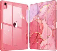 Fintie Hybrid Hülle für iPad (A16) 11 Generation 11 Zoll 2025, iPad 10 Generation 10.9 Zoll 2022 mit Stifthalter - Stoßfeste Schutzhülle mit transparenter Hartschale auf der Rückseite, Marmor Pink