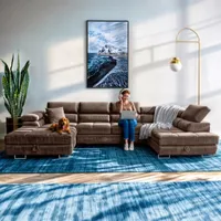 Sofiland Aller XXL narożnik prawy w kształcie litery U z funkcją spania, zestaw wypoczynkowy z 2 szufladami na pościel, sofa do salonu BRONZE MONOLITH 15, sofa, sofa rozkładana, kanapa