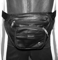 Gürteltsche Motorrad Bauchtasche Ledertasche , Farbe:Schwarz