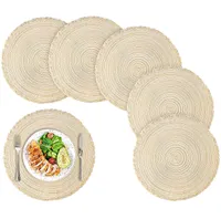 Baumwolle Platzsets Set von 6,Tischsets Rund Abwaschbar Verschleißfest Hitzebeständig,geflochtene Platzdeckchen,Ideal für Küche,Dekor