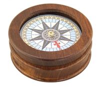 maritimer Tischkompass Kompass mit Prismenglas Scheibenkompass Altmessing 